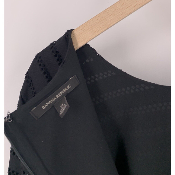 Banana Republic Black Mesh Peplum Long Sleeve Blouse M - Picture 7 of 13